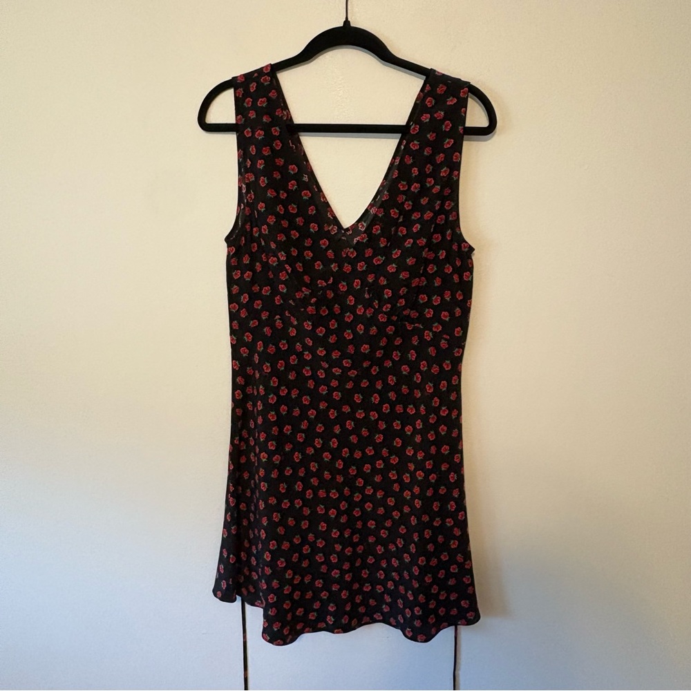 Realisation Par Black Dress with Red Floral Design